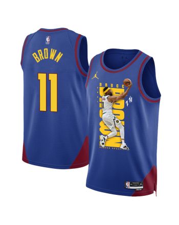 Bruce Brown 11 Denver Nuggets Playing Style 2023 NBA Champions Swingman Jersey - Blue