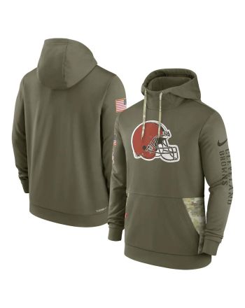 Cleveland Browns 2022 Salute to Service Therma Performance Pullover Men Hoodie - Olive