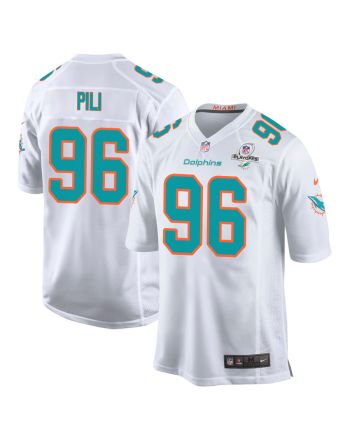 Brandon Pili 96 Miami Dolphins 2023 Playoffs Patch Game Men Jersey - White