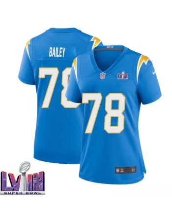 Zack Bailey 78 Los Angeles Chargers Super Bowl LVIII Women Home Game Jersey - Powder Blue