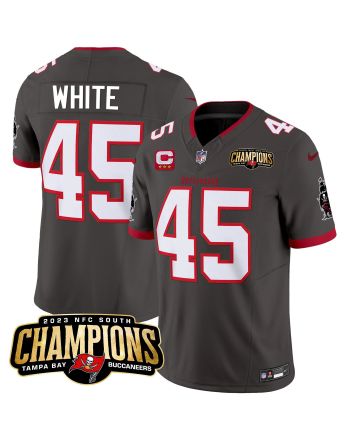 Devin White 45 Tampa Bay Buccaneers 2023 NFC South Champions Patch Game Men Jersey - Pewter