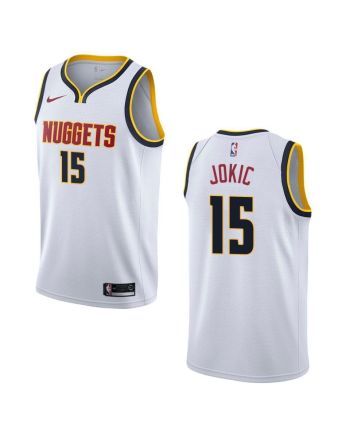 Men's Denver Nuggets 15 Nikola Jokic Association Swingman Jersey - Wihte