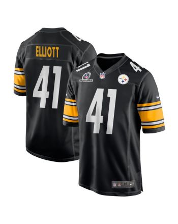 Jalen Elliott 41 Pittsburgh Steelers 2023 Playoffs Patch Game Men Jersey - Black