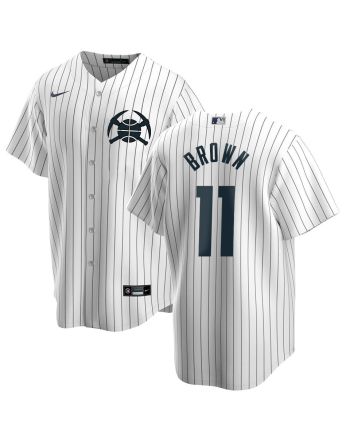 Bruce Brown 11 Denver Nuggets x NY Yankees Baseball Men Jersey - White