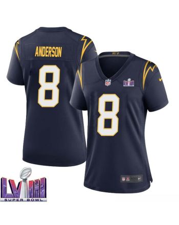 Gary Anderson 8 Los Angeles Chargers Super Bowl LVIII Women Alternate Game Jersey - Navy