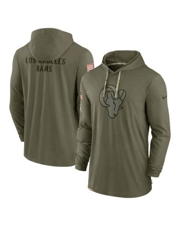 Men Los Angeles Rams 2022 Salute to Service Tonal Pullover Hoodie - Olive