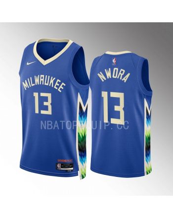 Jordan Nwora 13 2022-23 Milwaukee Bucks Blue City Edition Jersey Swingman