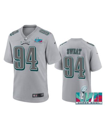 Josh Sweat 94 Philadelphia Eagles Super Bowl LVII Patch Atmosphere Fashion Game Jersey - Gray