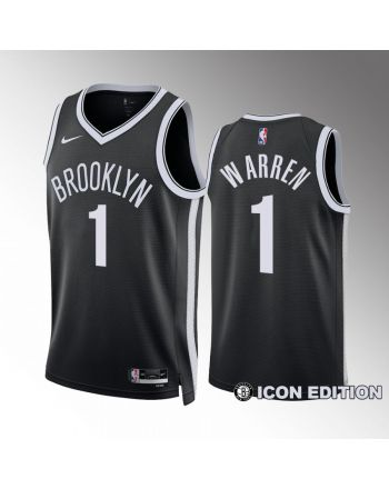 Brooklyn Nets Icon Edition T.J. Warren 1 Black Jersey 2022-23 Swingman