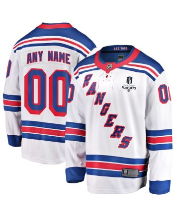 New York Rangers Stanley Cup 2023 Playoffs Patch Away Breakaway Custom Men Jersey - White