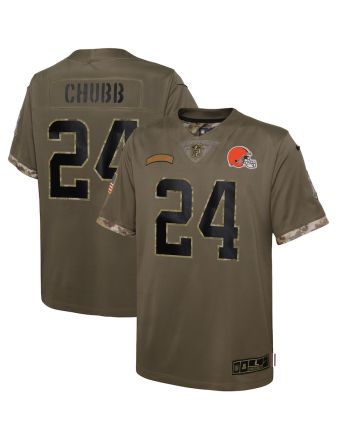 Nick Chubb Cleveland Browns 2022 Salute To Service Player Limited Jersey - Olive