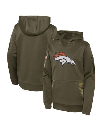 Denver Broncos Youth 2022 Salute To Service Performance Pullover Hoodie - Olive