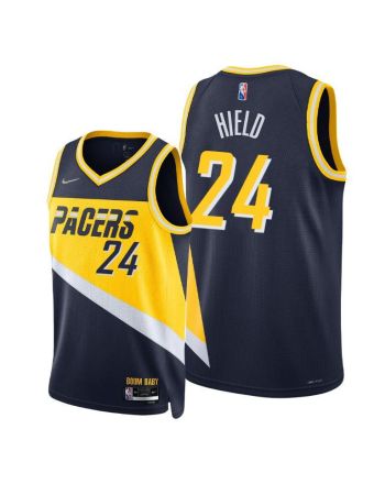 Buddy Hield 24 Indiana Pacers 2022 City Edition Blue Jersey Diamond Badge - Men Jersey