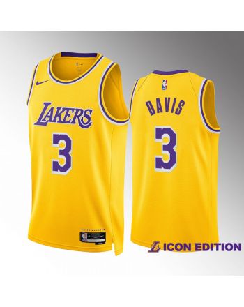 Anthony Davis 3 2022-23 Los Angeles Lakers Gold Icon Edition Jersey Swingman