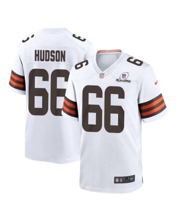 James Hudson 66 Cleveland Browns 2023 Playoffs Patch Game Men Jersey - White