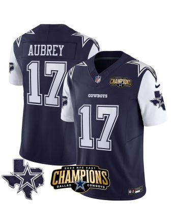 Brandon Aubrey 17 Dallas Cowboys 2023 NFC East Champions Patch Game Men Jersey - Navy