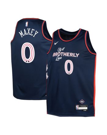 Tyrese Maxey 0 Philadelphia 76ers 2023/24 City Edition Swingman YOUTH Jersey - Navy