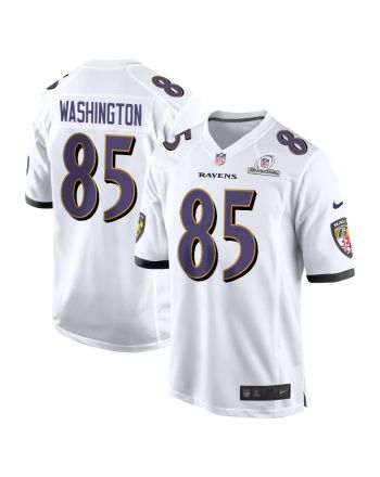 Scotty Washington 85 Baltimore Ravens 2024 Divisional Patch Game Men Jersey - White