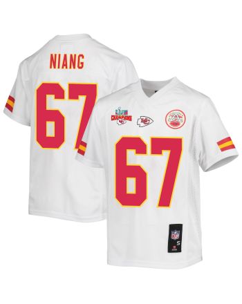 Lucas Niang 67 Kansas City Chiefs Super Bowl LVII Champions 3 Stars Youth Game Jersey - White