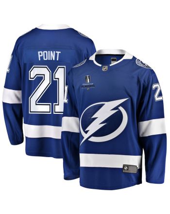 Brayden Point 21 Tampa Bay Lightning Stanley Cup 2023 Playoffs Patch Home Breakaway Men Jersey - Blue