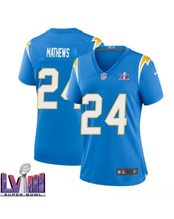 Ryan Mathews 24 Los Angeles Chargers Super Bowl LVIII Women Home Game Jersey - Powder Blue