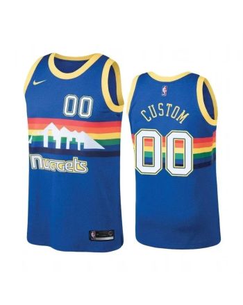 Men's Denver Nuggets 00 Custom Hardwood Classics Blue Jersey