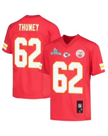 Joe Thuney 62 Kansas City Chiefs Super Bowl LVII Champions Youth Game Jersey - Red