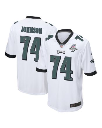 Fred Johnson 74 Philadelphia Eagles 2023 Playoffs Patch Game Men Jersey - White