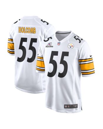 Cole Holcomb 55 Pittsburgh Steelers 2023 Playoffs Patch Game Men Jersey - White