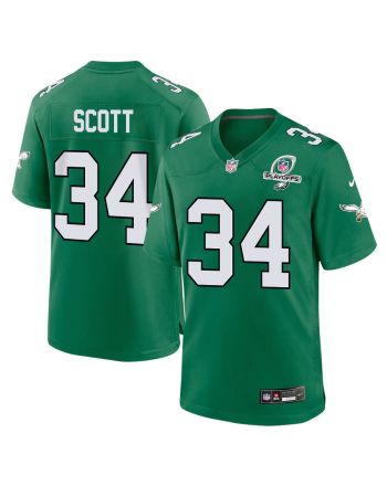 Josiah Scott 34 Philadelphia Eagles 2023 Playoffs Patch Alternate Game Men Jersey - Kelly Green