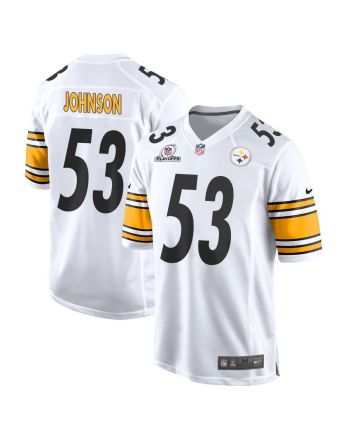 Kyron Johnson 53 Pittsburgh Steelers 2023 Playoffs Patch Game Men Jersey - White