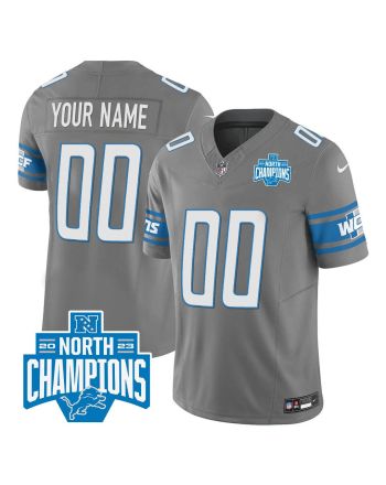 Detroit Lions 2023 NFC North Division Champions Patch Game Custom Men Jersey - Gray