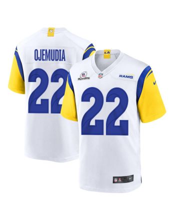 Michael Ojemudia 22 Los Angeles Rams 2023 Playoffs Patch Game Men Jersey - White