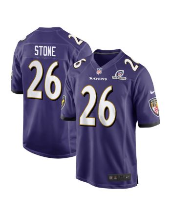 Geno Stone 26 Baltimore Ravens 2024 Divisional Patch Game Men Jersey - Purple