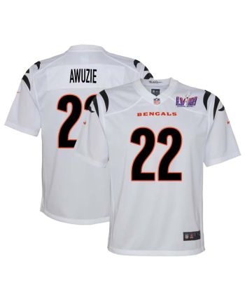 Chidobe Awuzie 22 Cincinnati Bengals Super Bowl LVIII YOUTH Away Limited Jersey - White