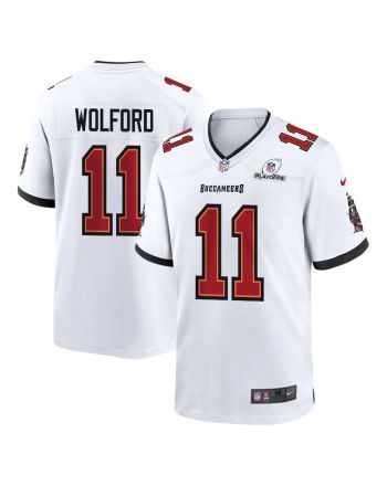 John Wolford 11 Tampa Bay Buccaneers 2023 Playoffs Patch Game Men Jersey - White