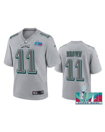 A.J. Brown 11 Philadelphia Eagles Super Bowl LVII Youth Atmosphere Game Jersey - Gray