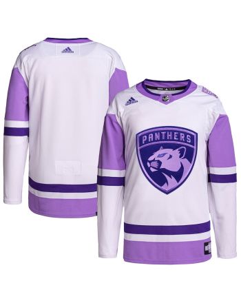 Florida Panthers Hockey Fights Cancer Primegreen Men Jersey - White/Purple