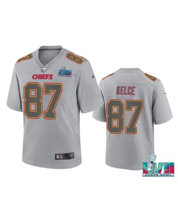 Travis Kelce 87 Kansas City Chiefs Super Bowl LVII Youth Atmosphere Game Jersey - Gray