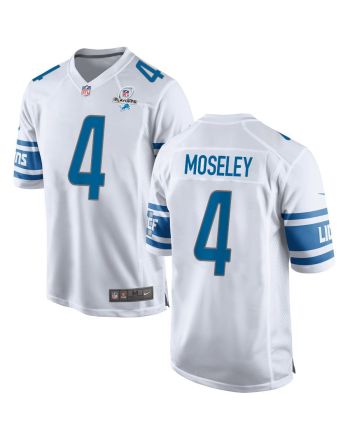 Emmanuel Moseley 4 Detroit Lions 2023 Playoffs Patch Game Men Jersey - White