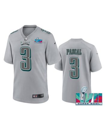 Zach Pascal 3 Philadelphia Eagles Super Bowl LVII Patch Atmosphere Fashion Game Jersey - Gray