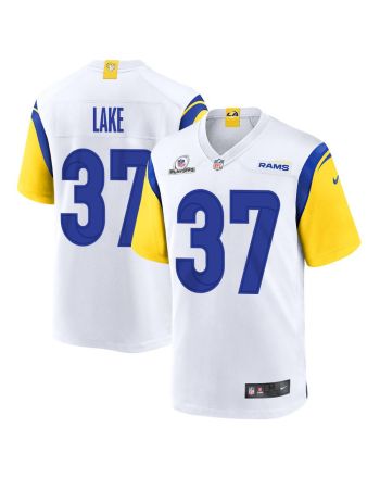 Quentin Lake 37 Los Angeles Rams 2023 Playoffs Patch Game Men Jersey - White