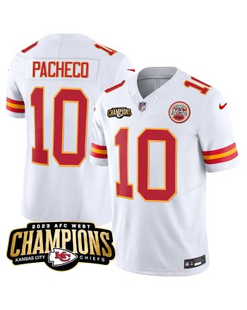 Isiah Pacheco 10 Kansas City Chiefs 2023 AFC West Champions Patch Game Men Jersey - White