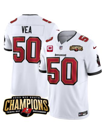 Vita Vea 50 Tampa Bay Buccaneers 2023 NFC South Champions Patch Game Men Jersey - White