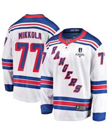 Niko Mikkola 77 New York Rangers Stanley Cup 2023 Playoffs Patch Away Breakaway Men Jersey - White