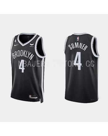 Brooklyn Nets 4 Edmond Sumner 2022-23 Icon Edition Black Men Jersey