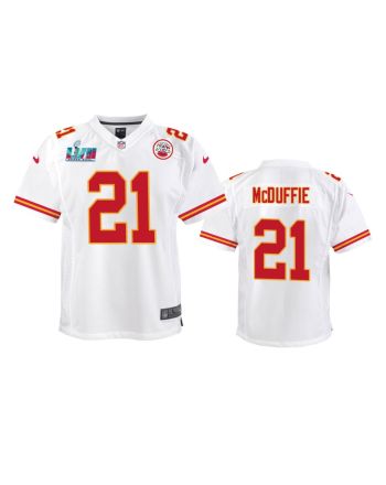 Trent McDuffie 21 Kansas City Chiefs Super Bowl LVII Game Jersey - Youth White