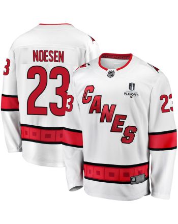 Stefan Noesen 23 Carolina Hurricanes Stanley Cup 2023 Playoffs Patch Away Breakaway Men Jersey - White