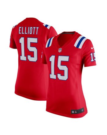 Ezekiel Elliott 15 New England Patriots Women's Alternate Game Player Jersey - Red