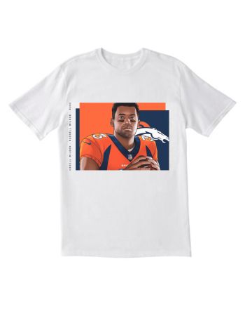 Russell Wilson 3 Denver Broncos Portrait White Men T-shirt